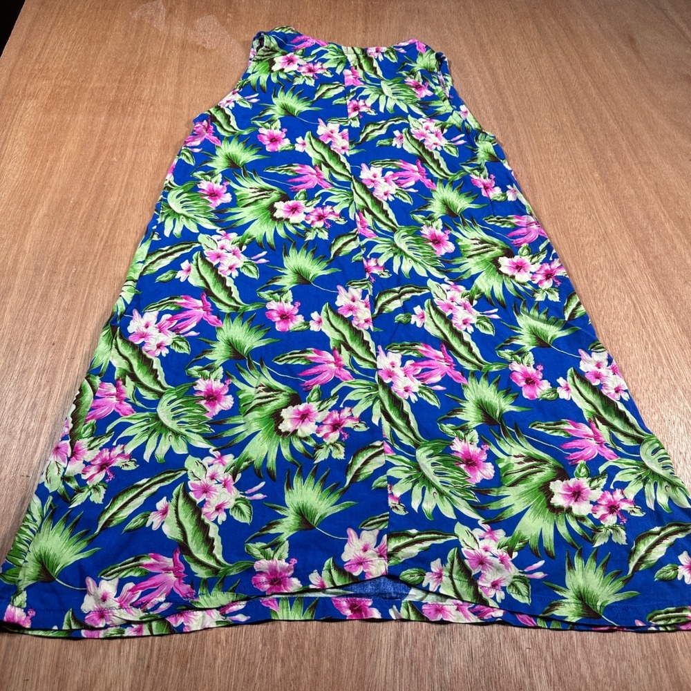 Makai Beach Dress Women S Blue Floral Tropical Hawaiian Rayon Sleeveless Mini